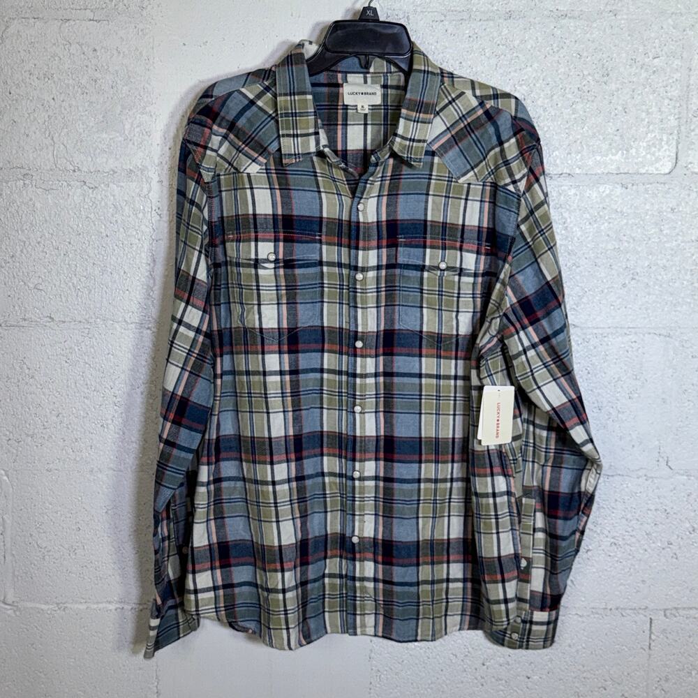 Lucky Brand Men's Indigo long sleeve Western Shirt Multi XL $90 - Picture 1 of 9